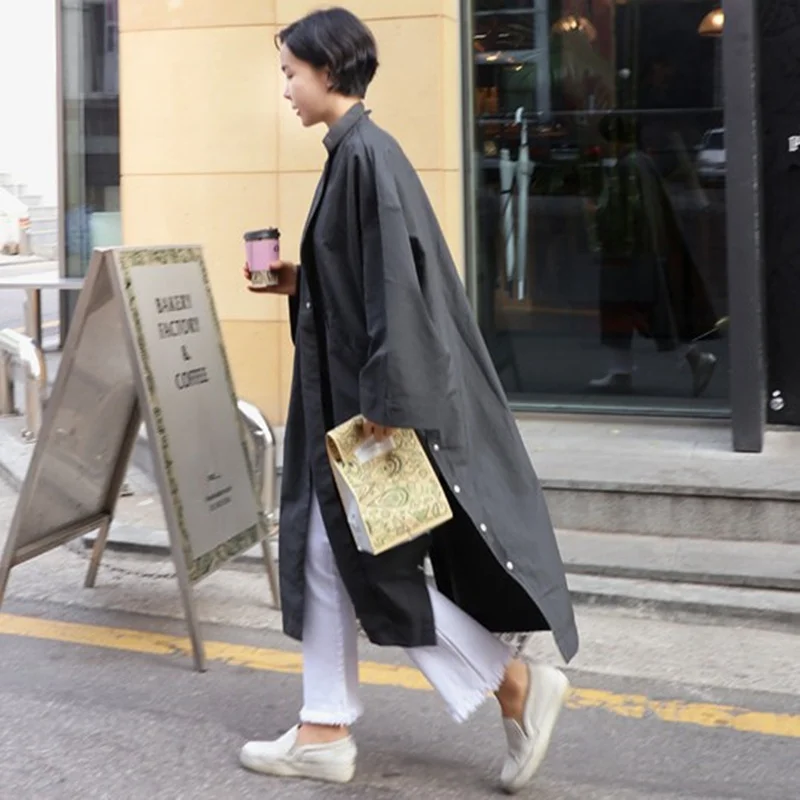 

Новое осеннее женское пальто Pure Poet средней длины с отложным воротником, свободного кроя, больших размеров, модное, из полиэфирного волокна