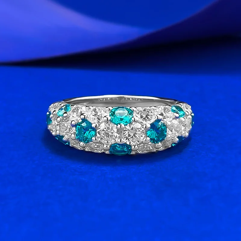 

S925 Silver Elf Green Half Circle Ring, Zircon Inlaid Ring, Women's Sky Star Ring, Women's Jewelry