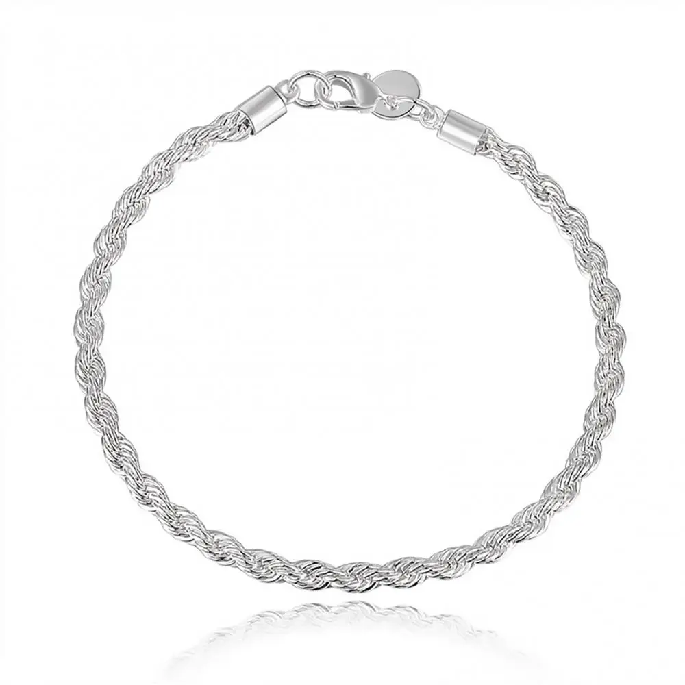 Women Bracelet 925 Silver Twist Bangle Arm Cuff Charm Bracelet Clasp Party Wrist Jewelry Arm Ring Jewelry Accessories