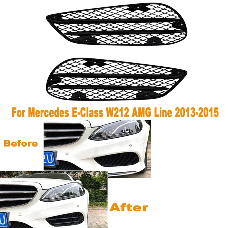 

For Mercedes Benz E Class W212 4-Doors AMG-Line 2013-2015 Sport Version 1Pair ABS Car Front Bumper Fog Lamp Grille Accessories