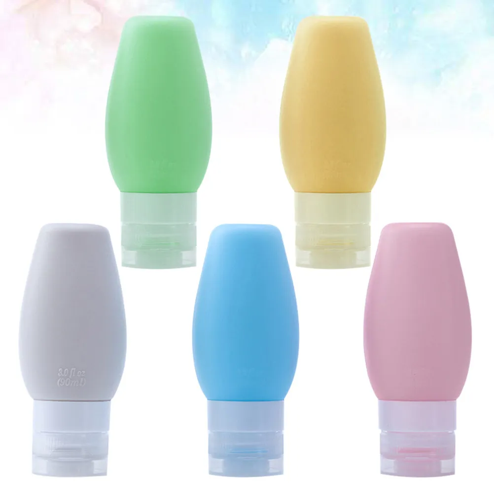 5pcs 90Ml Portable Silicone Travel Bottle Refillable Container For Lotion Cream Shampoo Dispenser Lightweight Essential
