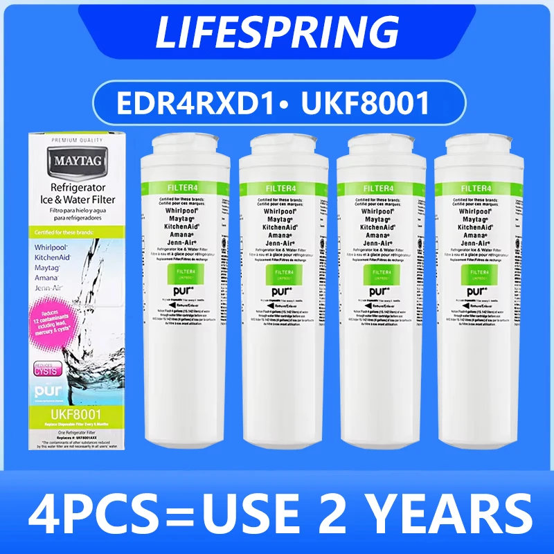 

Compatible with Whirlpool EDR4RXD1,UKF8001 4396395, Maytag UKF8001, UKF8001AXX, EveryDrop Refrigerator Water Filter 4