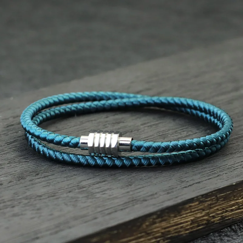 New Men Keel Rope Bracelet Stainless Steel Magentic Clasp Matching Stackable Macrame Braslet Gift For Him Pulseira Hombre Joias