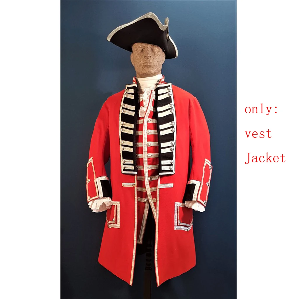 18th/19th Century Medieval Men's Costume Vest Jacket Set Tudor Victorian Renaissance Knight Red Coat Custom Made Halloween Suit