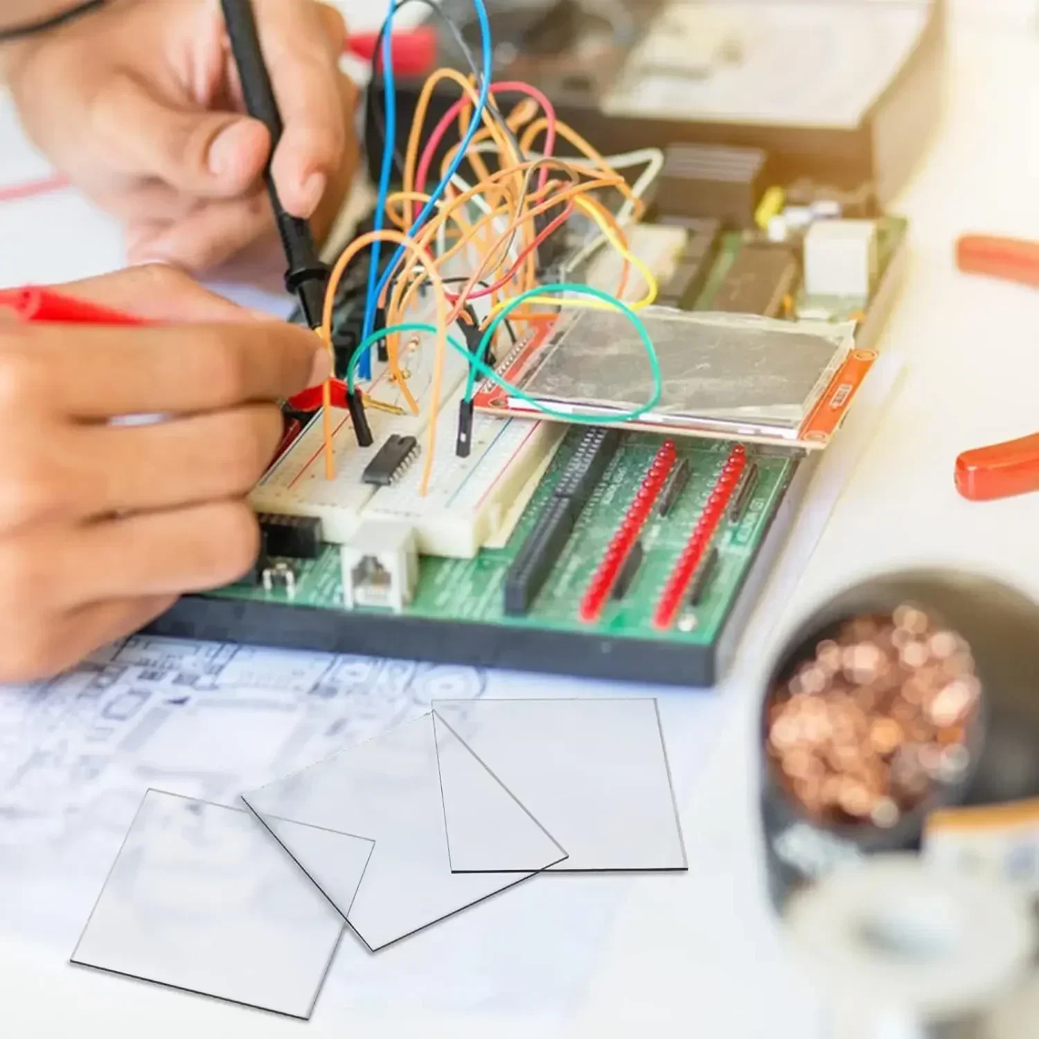 10 قطعة زجاج موصل مطلي بـ ITO 50x50x1.1 مللي متر مناسب للتجارب الكهروكيميائية المختبرية #6