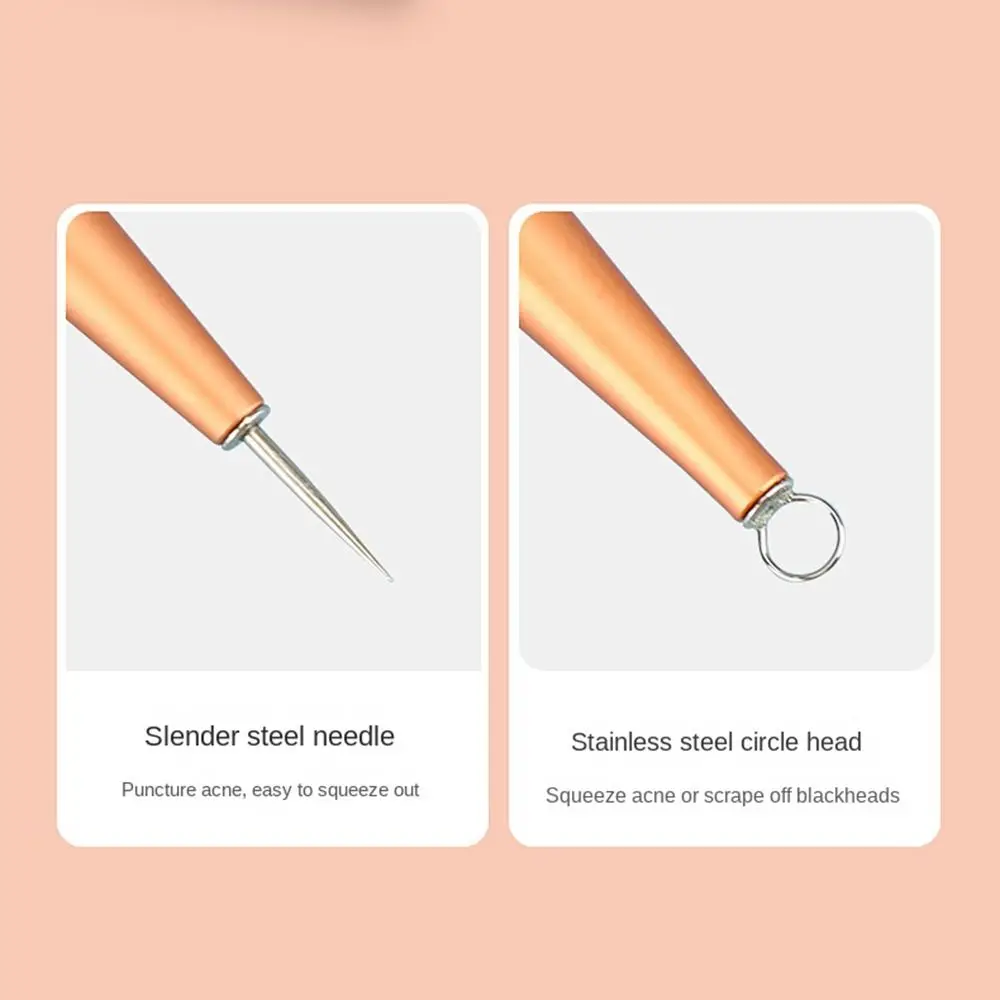 Stainless Double-Head Blackhead Remover Pore Cleaner Needles Whitehead Squeeze Extractor Acne Blemish Needle Pimple Popper Tool