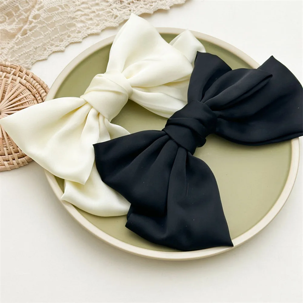 

4Pcs Big Bowknot Hairpin Hair Clips For Women Girls Long Ribbon Bows Barrettes Ladies Elegant Hairpins Large Size Spring Clip