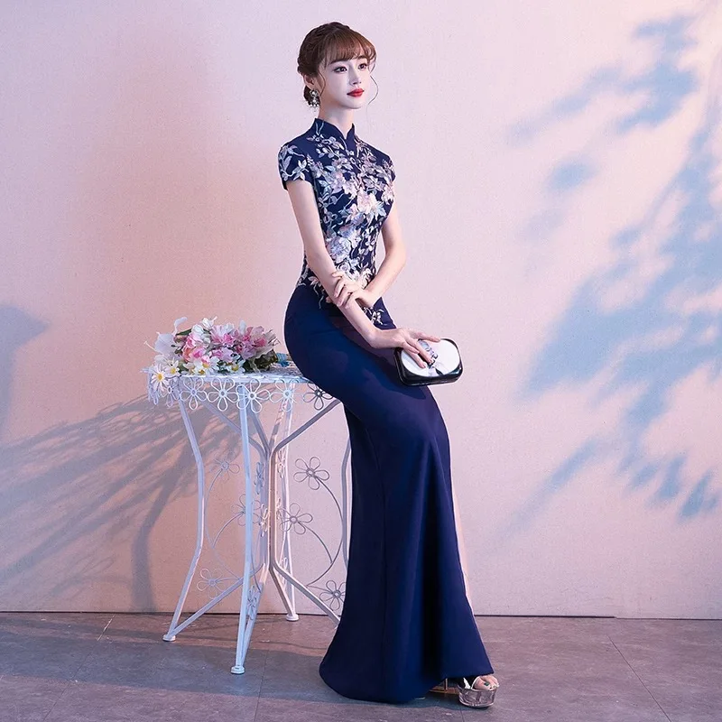 New No. 25 Banquet Evening Dress for Women 2024 New Performance Host Temperament Cheongsam Dress