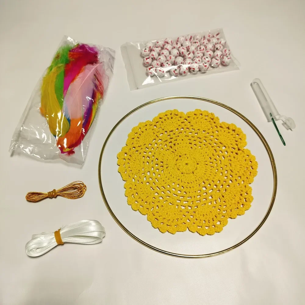 

Bright Yellow Web Dream Catcher Making Kit DIY School Home Family Project Arts Crafts Accessories Dreamcatcher Material For Kids