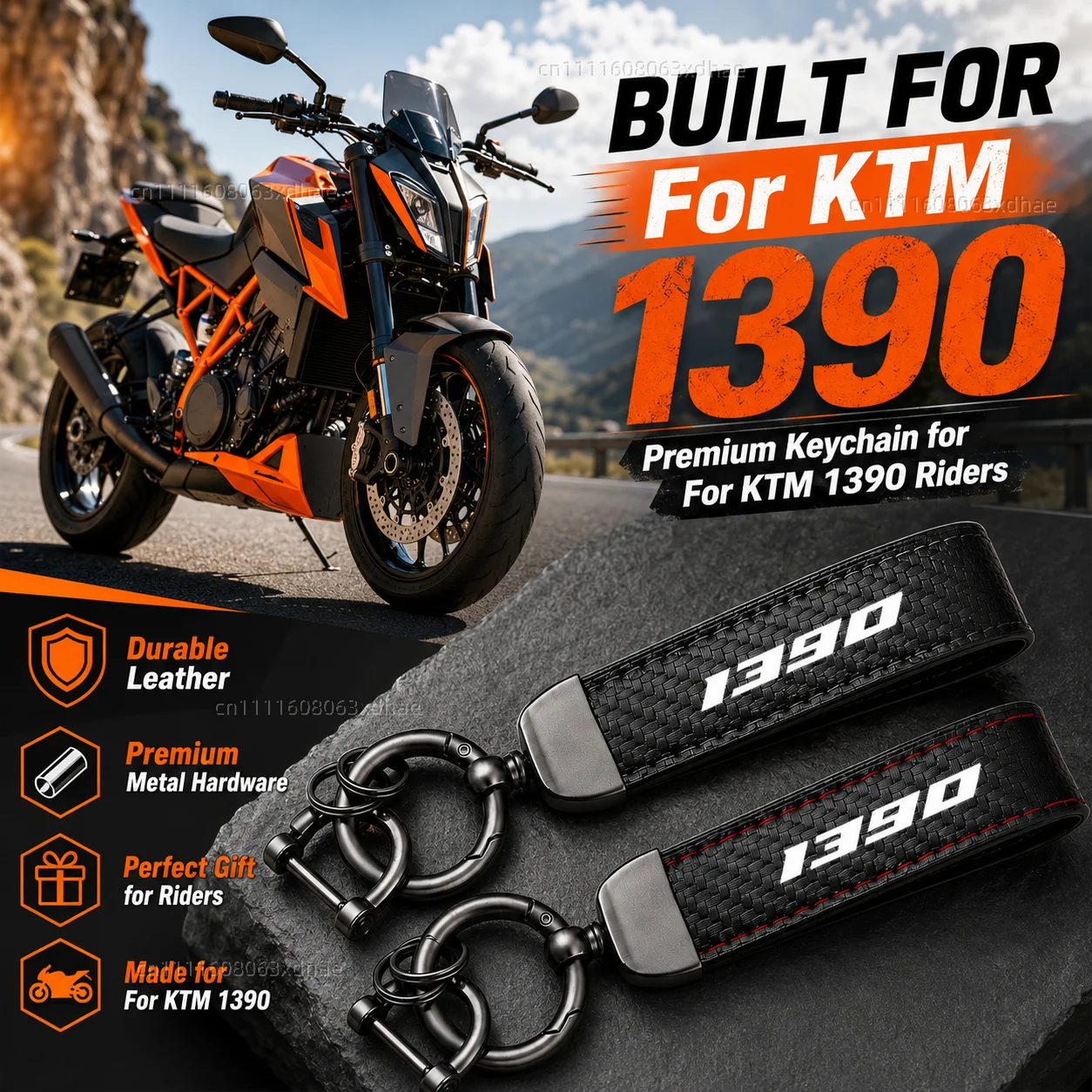 High-Grade Leather Motorcycle Keychain Holder Keyring Accessories For KTM 1390 Super Adventure 1390 Super Duke R 2023+