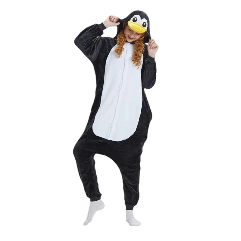 Una arena de osos para adultos, pijamas de franela con dibujos de animales y pingüinos, monos con capucha para parejas, ropa de dormir térmica, novedad de 2025