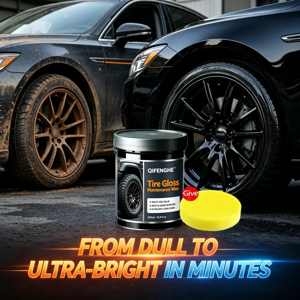 

500ml Tire Gloss Wax Multi-Use Rust And Grime Remover for Ultra Wet-Look Tire Shine