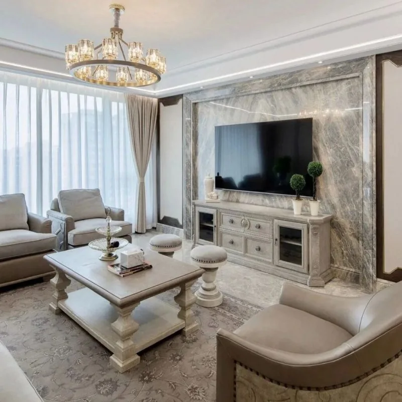 Factory Direct 2026 Architectural Renaissance Furniture American Solid Wood Ash Wood TV Cabinet European Living Room Vintage Car