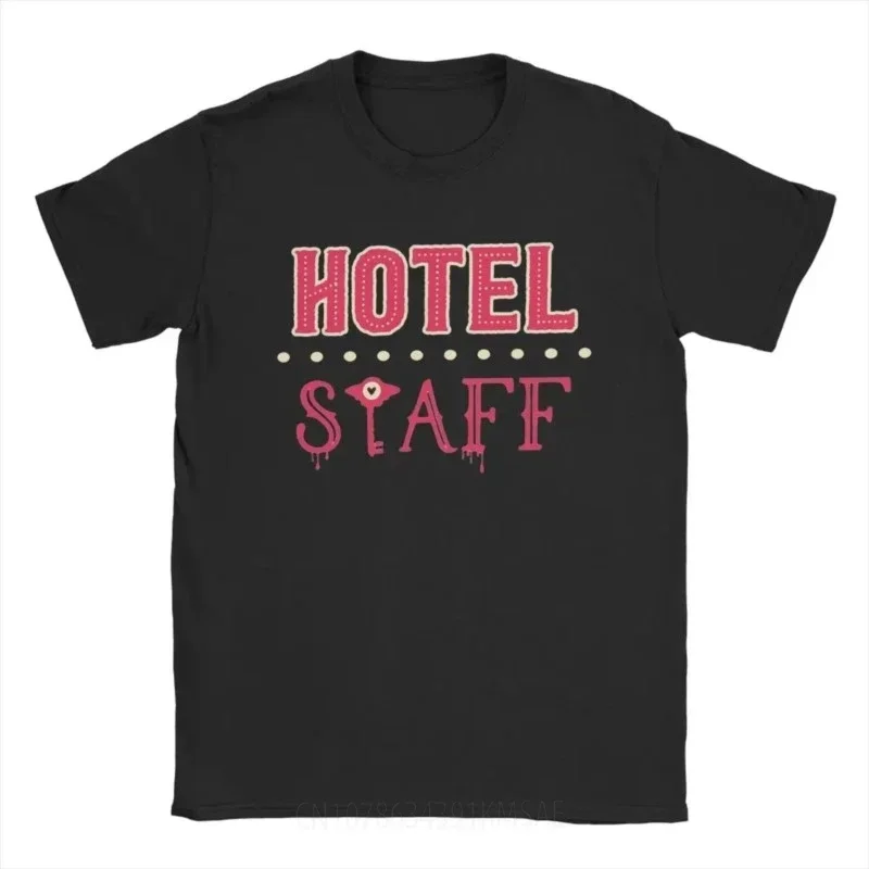 Hazbins Hotels Staff Men T Shirts Novelty Tee Shirt Short Sleeve O Neck T-Shirts Cotton Plus Size Clothing