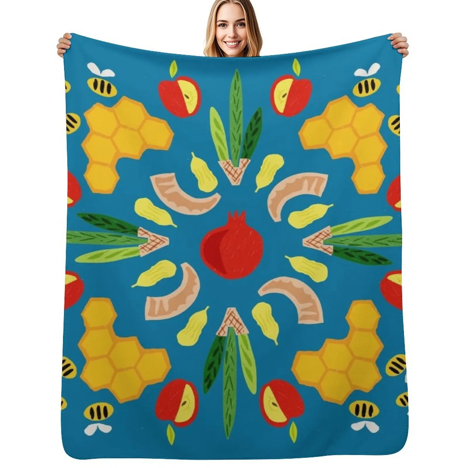 

Yomim Noraim Big Blue Throw Blanket Summer Cool Breathable Blanket for Sleeping