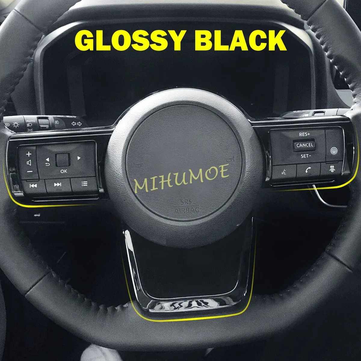 

For 2021-2026 Nissan Rogue/X-Trail/Kicks Glossy Black Car Steering Wheel Button Cover Trim Set 2022 2023 2024 2025