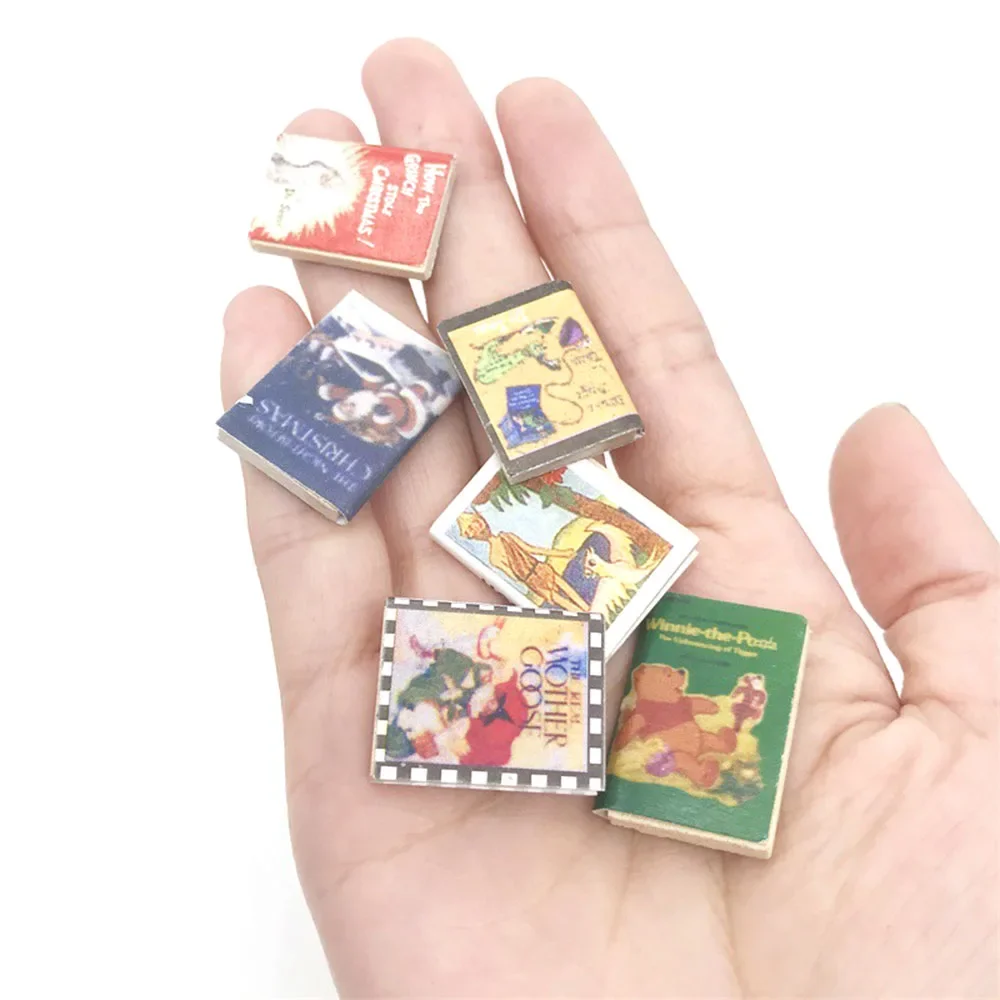 6 個 1/12 ドールハウスミニチュアアクセサリーミニ木製コミックブックシミュレーション雑誌模型玩具ドールハウス装飾 ob11