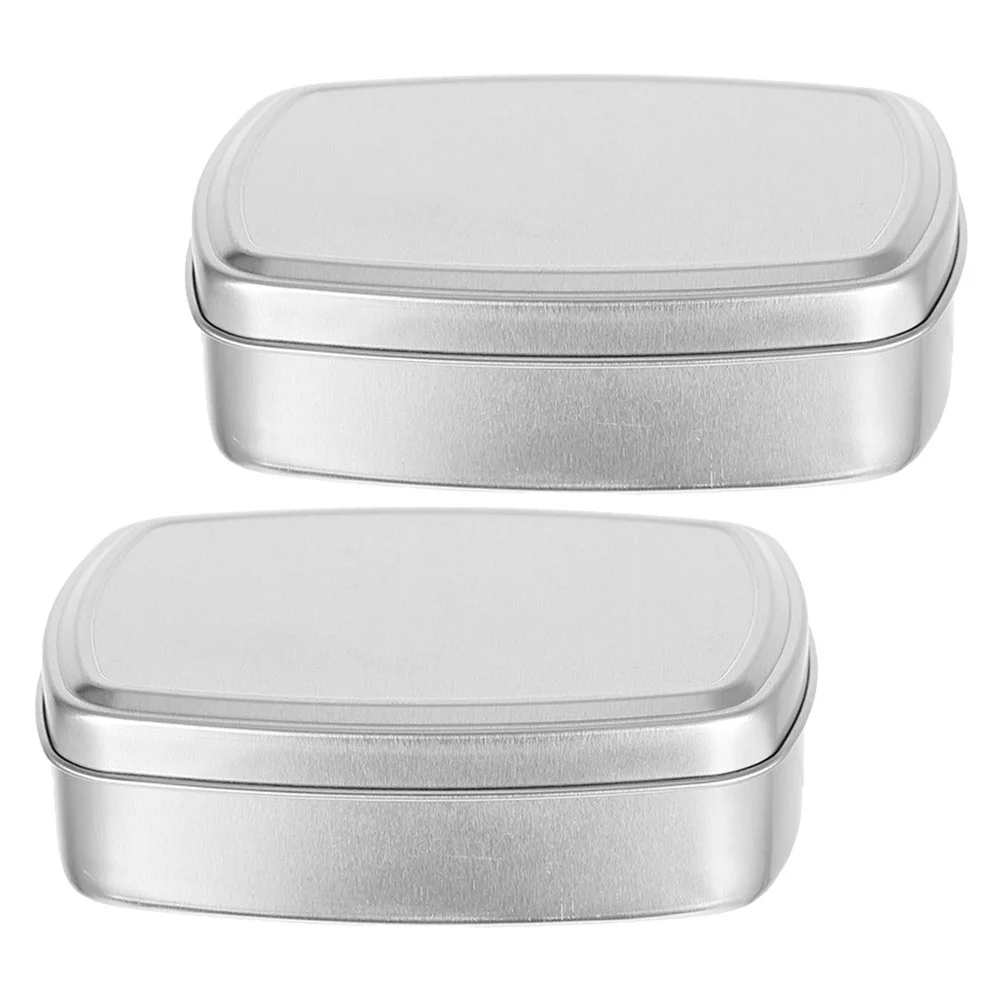 2 Pcs Aluminum Soap Dish Hand Container Bar Holder Travel Case Foam Bamboo Storage Box