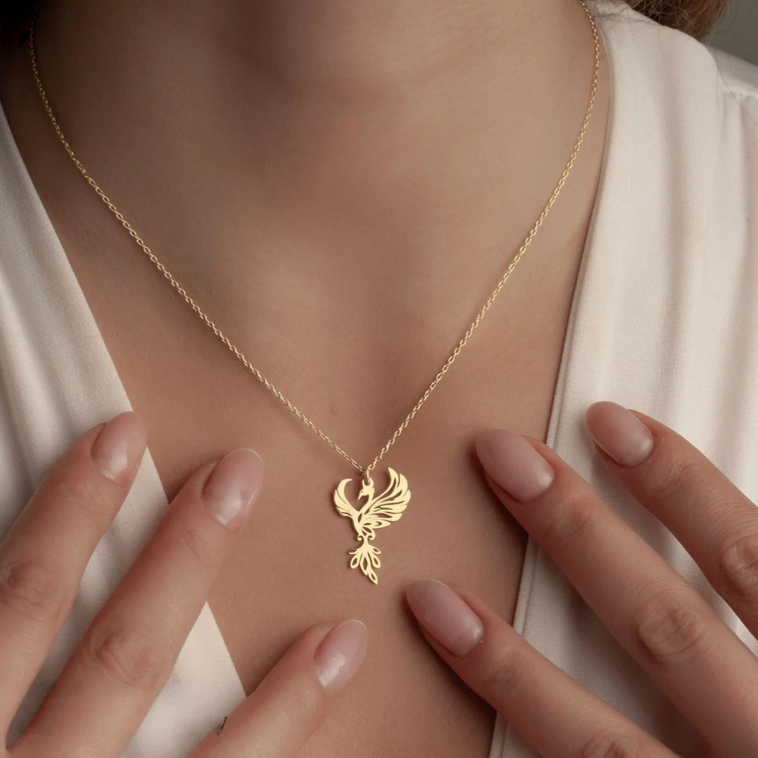 stainless steel Phoenix Dainty Necklace Fire Bird Geometric Pendant Rebirth Empowerment Jewelry Women Xmas Gift Charm Necklaces