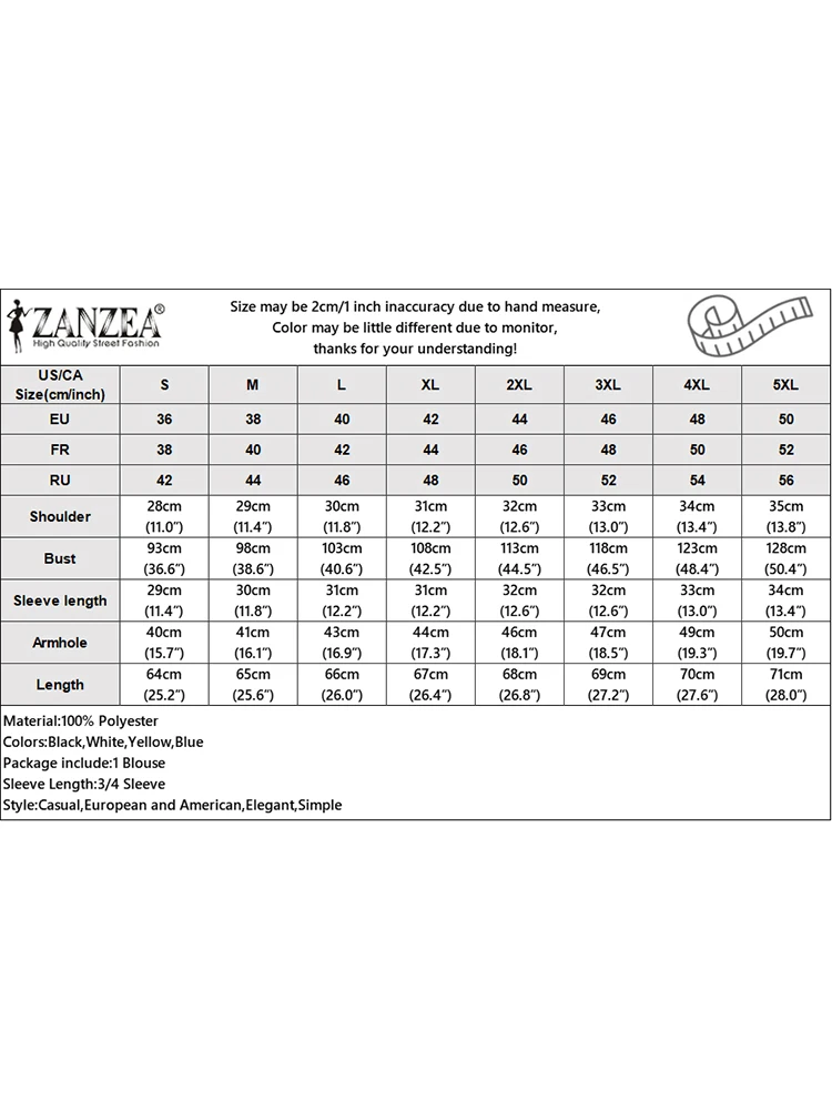 ZANZEA-Chemisiers à Garniture en Dentelle pour Femme, Chemises Décontractées à Manches 2023 et Col Rond, Couleur Unie, Vacances, Été 3/4