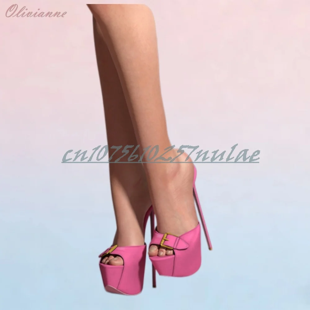 Pink Front Buckle Belt Strap Peep Toe Sandals Dancing Hot Girls Stiletto High Heel Fashion Women Shoes 2026 Women Dance Shoes