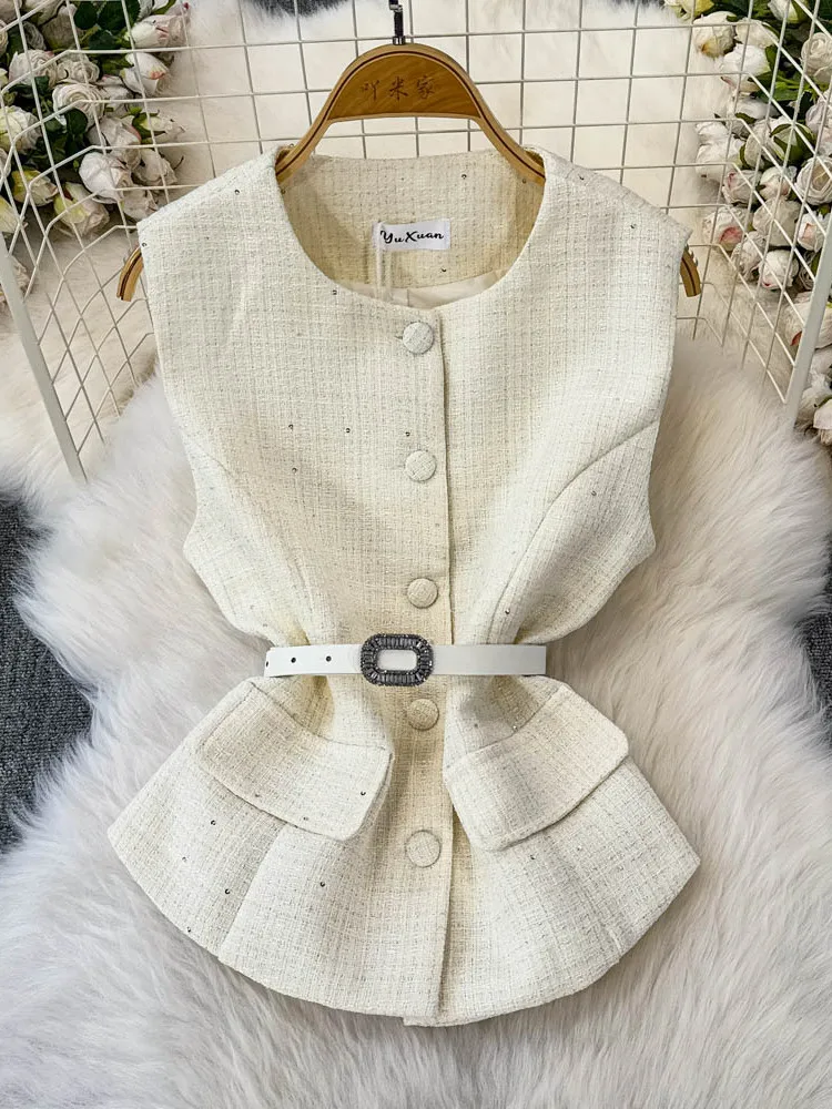 

Slim Fit Korean Sle Vest Top Women's Summer 2025 Faion Single Button Svel Tank Top Ele Personali