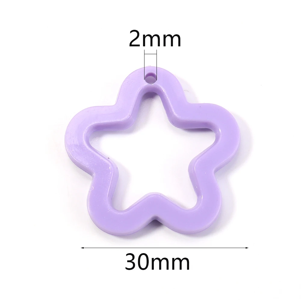 30 Stück 30mm Bunte Hohle Sternanhänger Acryl-Sternanhänger DIY Schmuckanhänger Schlüsselanhänger Windglocke Handgemachte Ornamente – Detail 1