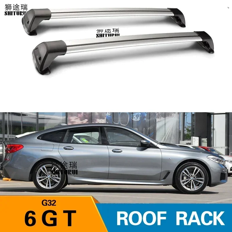 2 Pcs for Bmw 6-Series Gran Turismo (G32) 2018-2023 6 gt Roof Bar Car Special Aluminum Alloy Belt Lock Led Shooting CORSS RACK