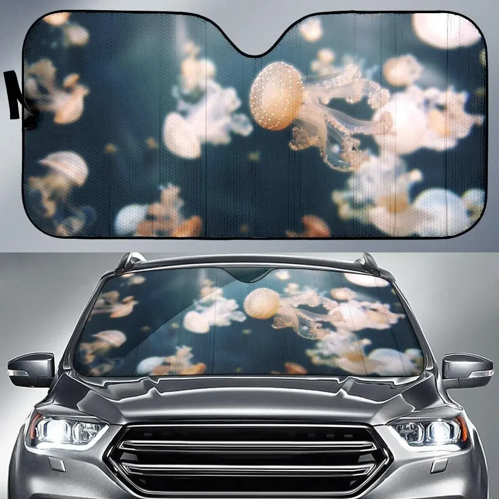 Small jellyfish swimming image car sunshade, windshield sunshade for UV protection sunshade, window sunshade