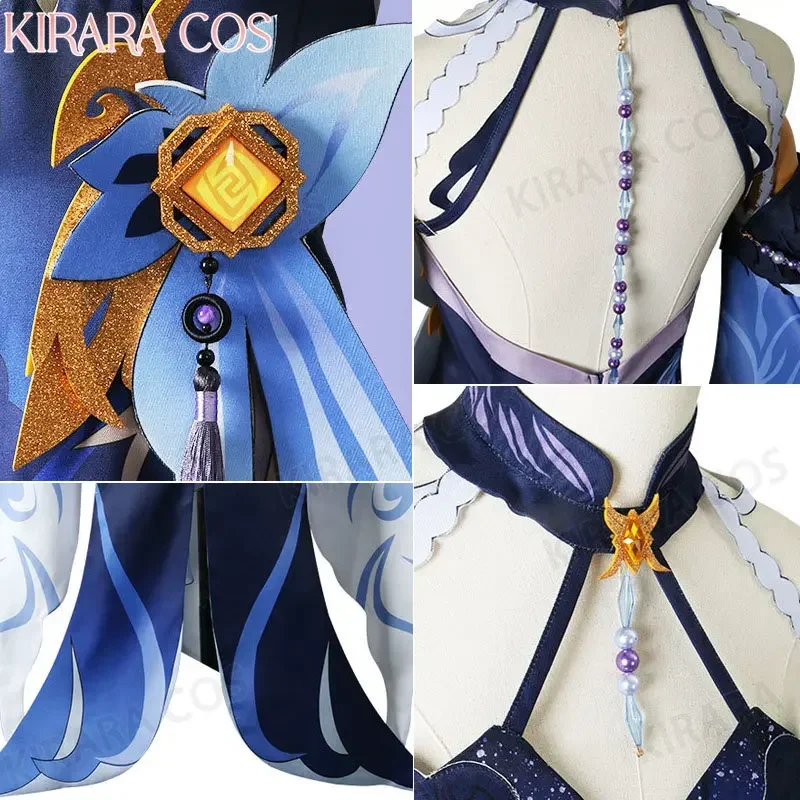 Genshin Ningguang Cosplay Costume Wig Genshin Impact Ning Guang Orchid Evening Gown Cosplay Dress for Women Party Costumes