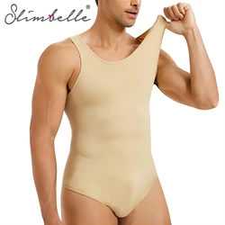 SLIMBELLE Mens Shapewear Bodysuits Tummy Control Full Body Shaper Compression Slimming Sleeveless Open Crotch Undershirt