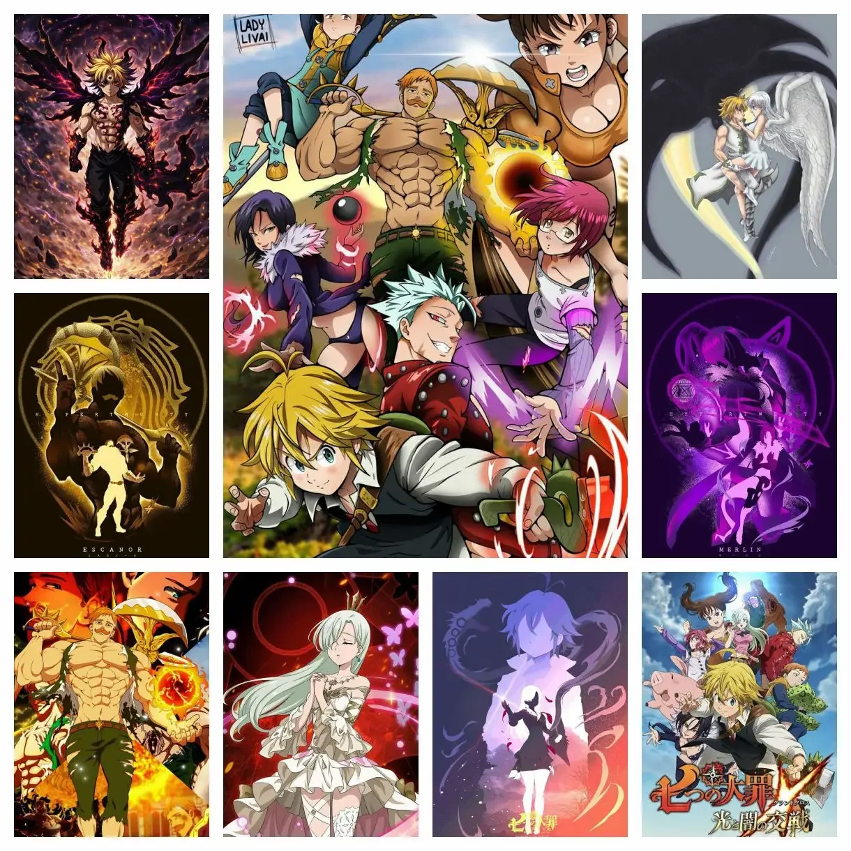 The S-Seven Deadly Sins Classic Anime 5D DIY Full Square Round Diamond Painting Home Living Room Bedroom Bar Aesthetic Decor