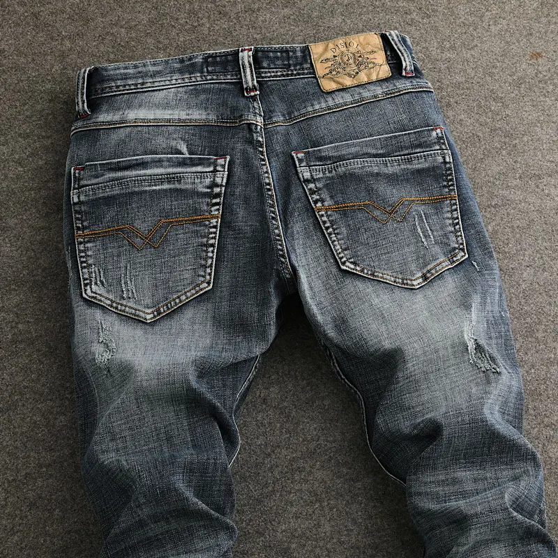 Y2K designer fashion new high-qualityY2K jeans stretch slim fit men's retro blue black jeans high-quality pants hombre