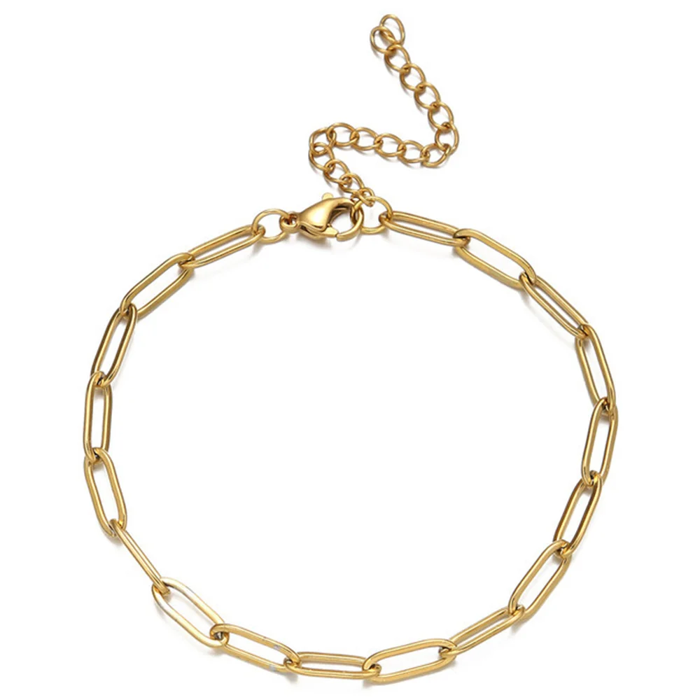 Punk Büroklammer Kettenglied Armband Großhandel weibliche Goldfarbe Edelstahl Hand ketten für Frauen Modeschmuck Geschenk