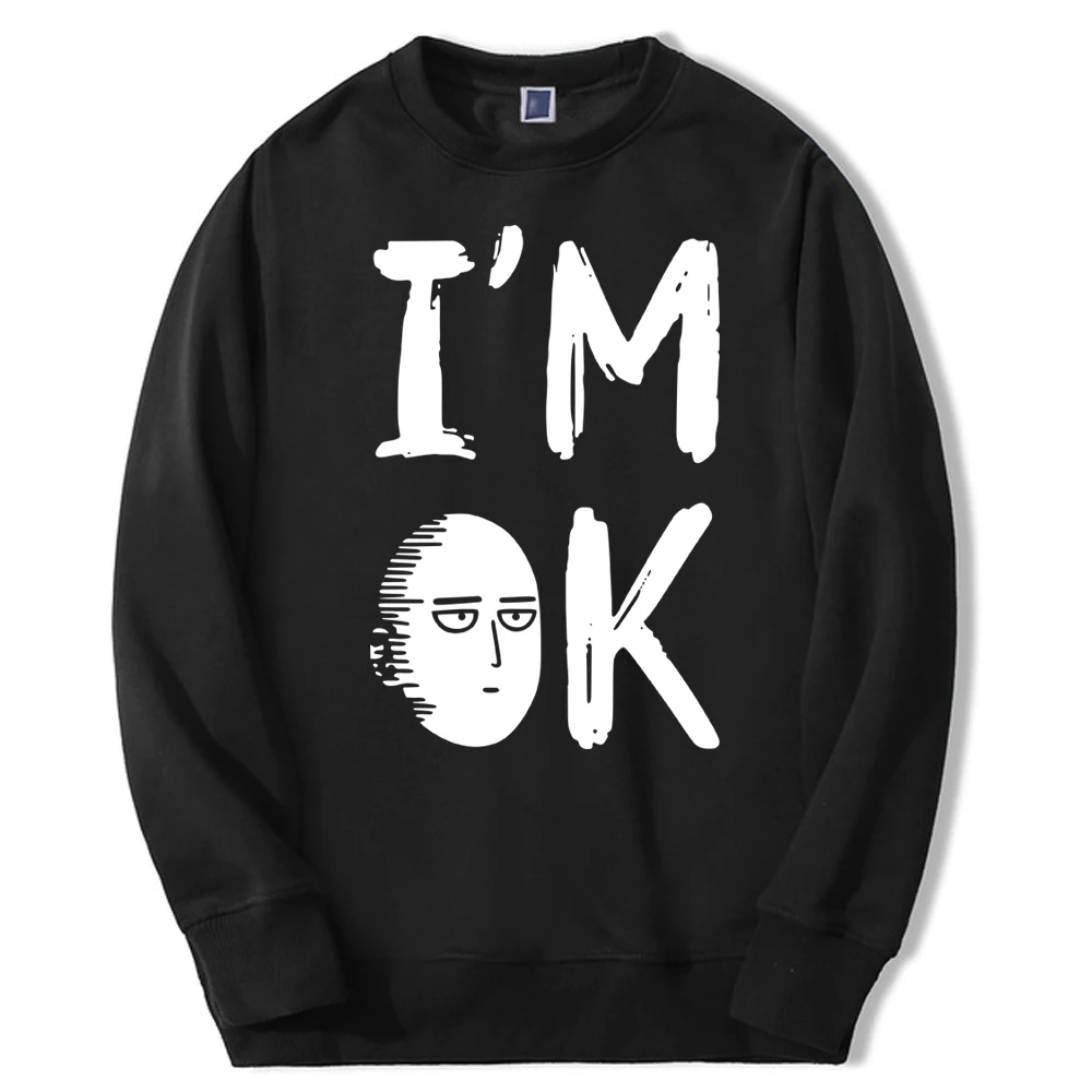 Im Ok Funny One Punch Man Anime Japenese 2024 Autumn Winter Men Oversized Warm Hoodie Sweatshirts Fitness Man Warm Sweatshirt