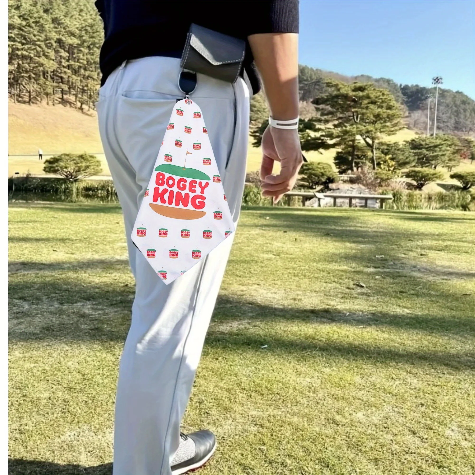 منشفة جولف بوجي كينج عالية الجودة، أنيقة وفريدة من نوعها، طباعة على الوجهين، هدية إبداعية لعشاق الجولف/النزهة/البولينج