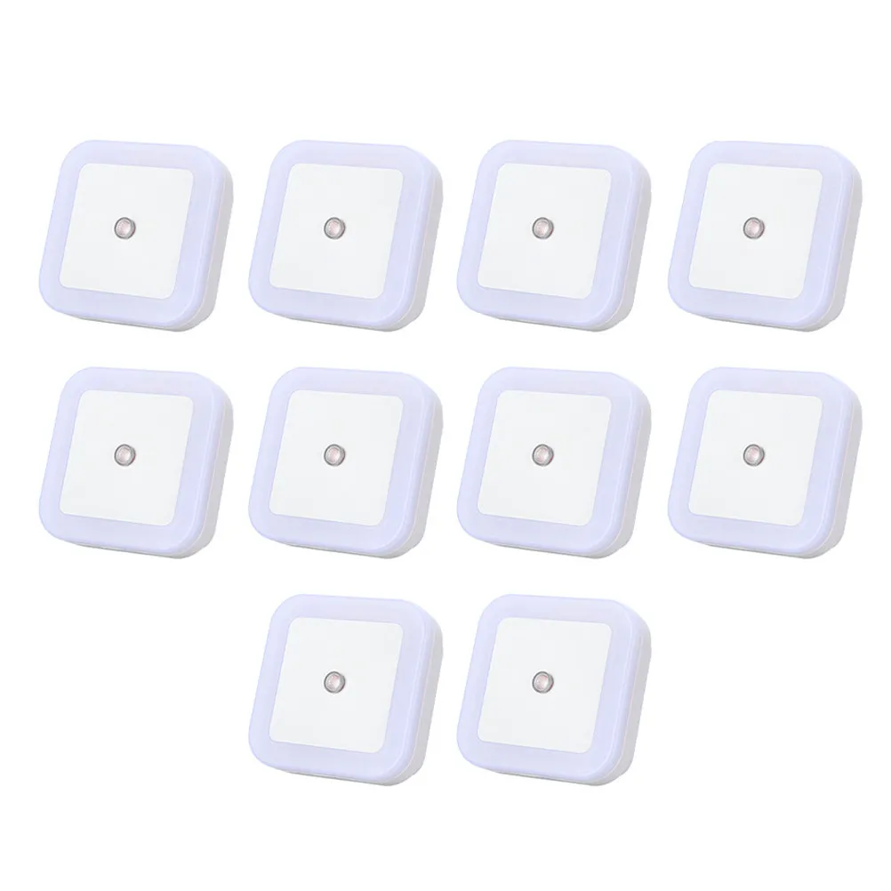 10Pcs LED Night Light Sensor Small Night Lamp with Light Control Low Consumption Bedside Nightlight for and Adults