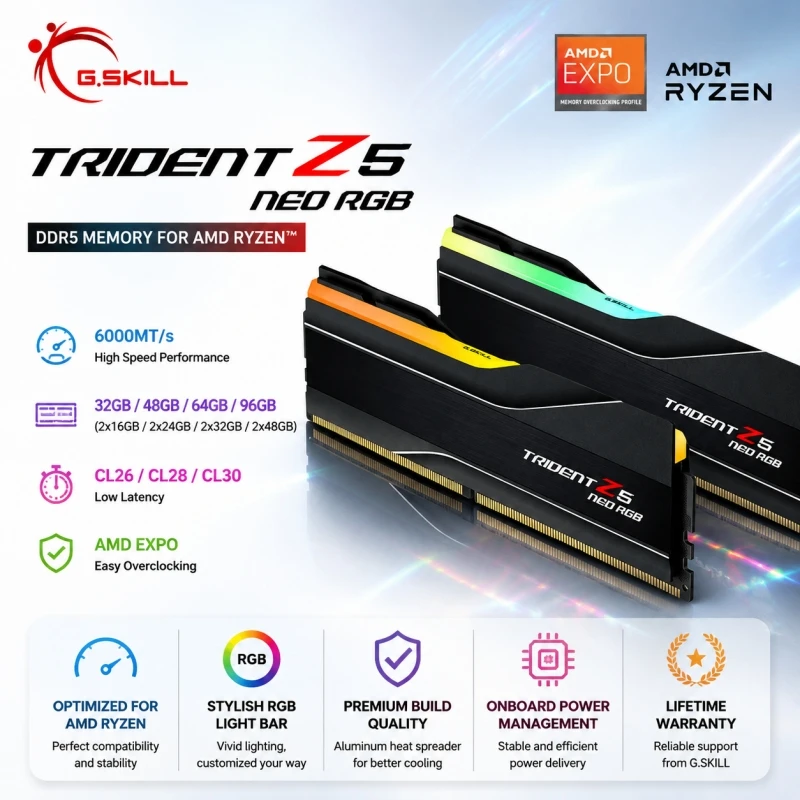 G.Skill Trident Z5 NEO RGB Series (AMD Expo) 32GB (2x16GB) 288-Pin