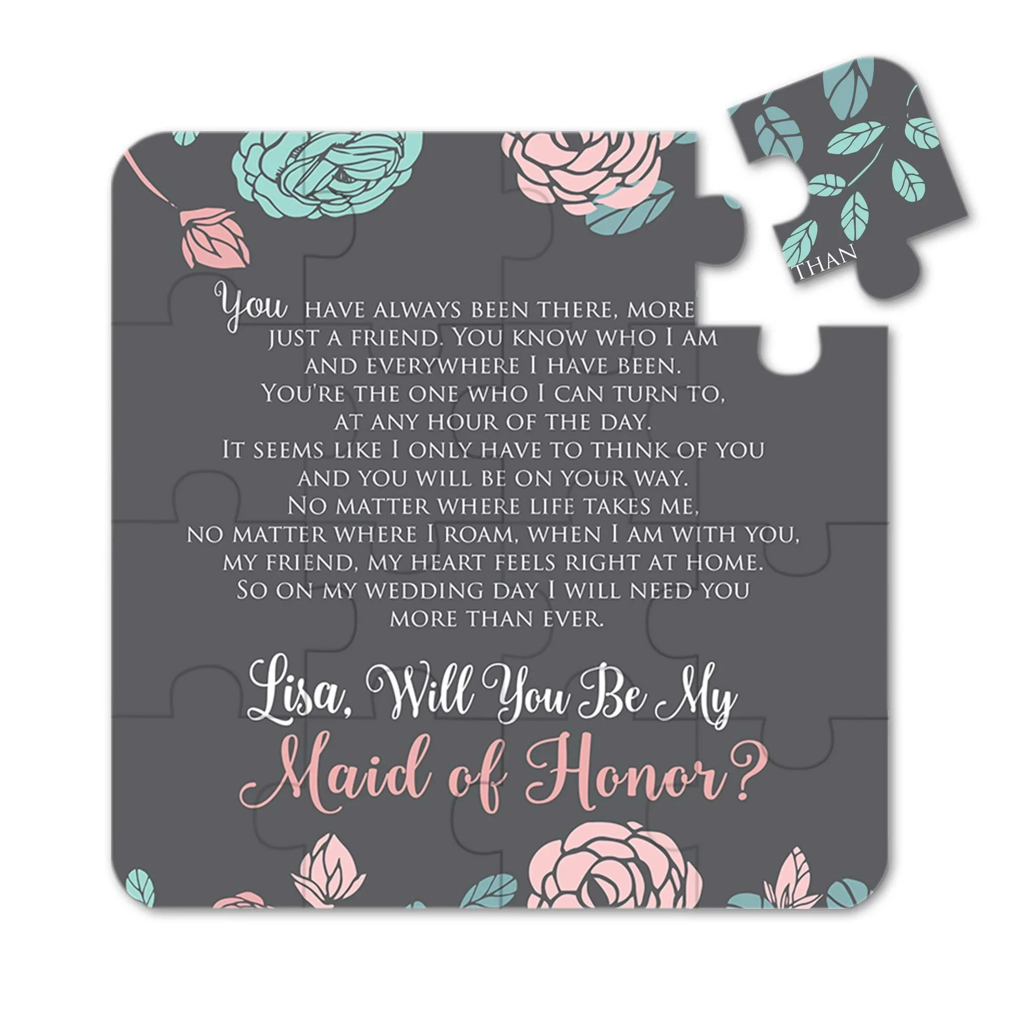 

16*16CM Personalized Jigsaw, Custom Blackboard Puzzles, Will You Be My Bridesmaid Chalkboard Puzzle Bridesmaid Gift 3*5=15PCs
