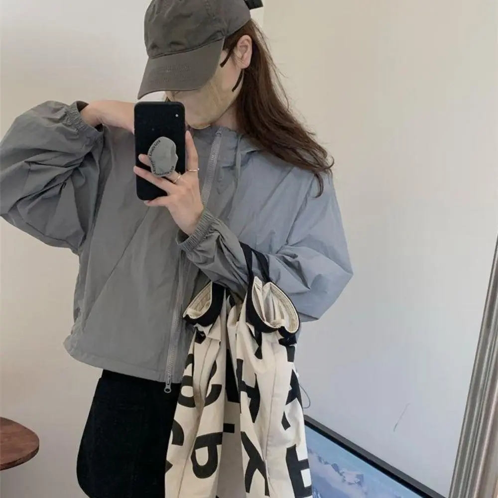 

Drawstring Sun Protection Clothing Long Sleeve Long-sleeved Quick Dry Jackets Women Korean Style Anti-UV Sunblock Clothing Coat