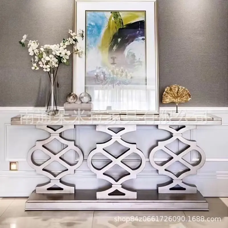 

American retro old art Morrie impression living room entrance table living room solid wood corridor partition end view table