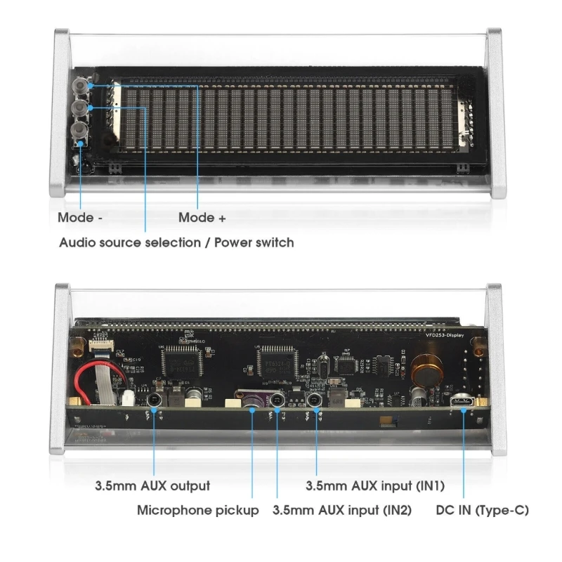 Analizzatori spettro musicale Amplificatori Indicatore livello stereo con orologio