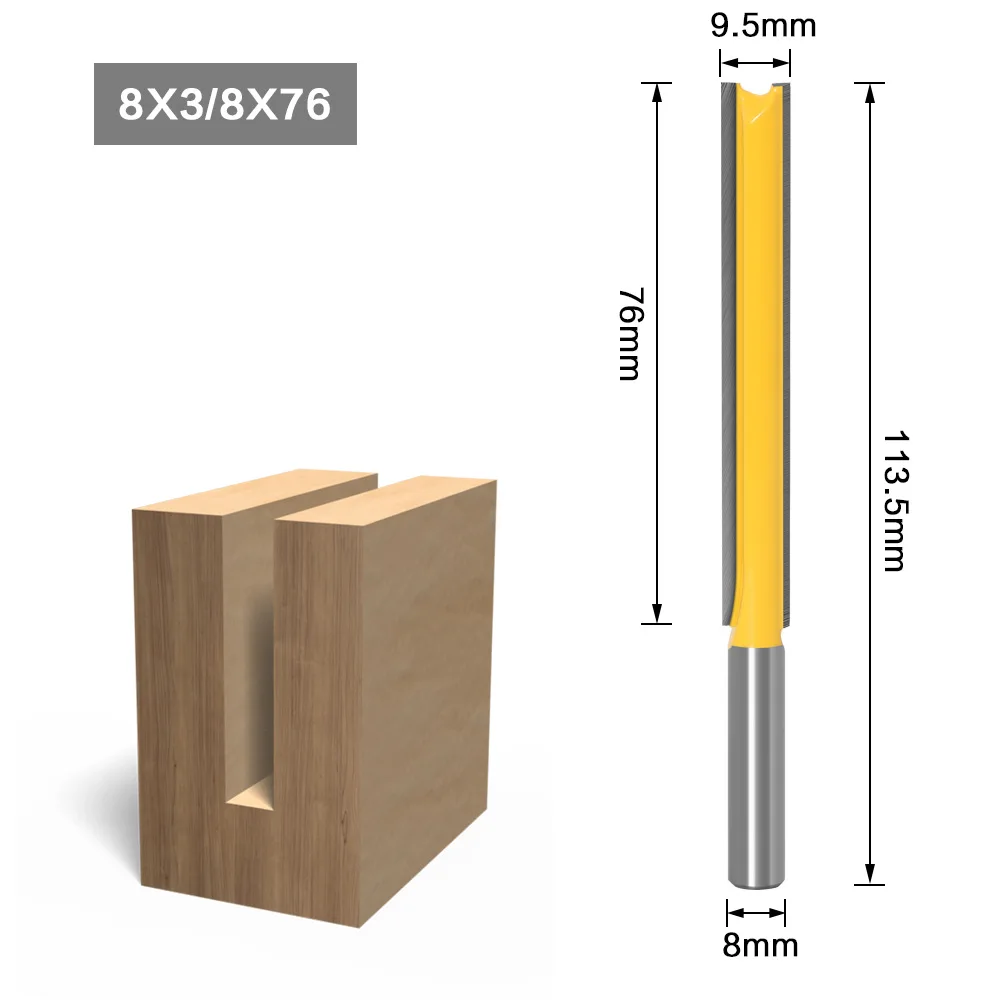 1/2PCS Extended Straight Edge Trimmer 8mm Shank Alloy Woodworking Milling Cutter Computer Engraving Machine Slotting Tool