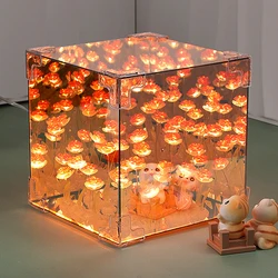 Romantic Rose Flower Box Handmade Led Tulip Night Light DIY Material Package Bed Desktop Ornament Mirror Box Living Room Decor