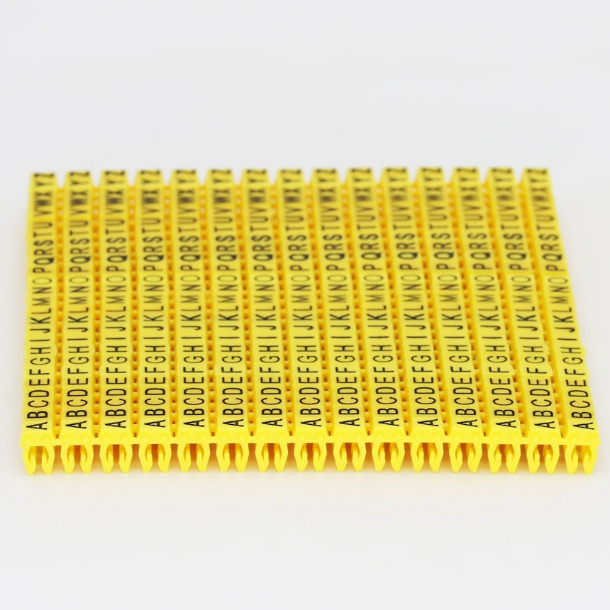 0.3/1.5/2.5/4/6mm2 A-Z English Letter White Yellow Network Cable Wire C Clip Marker Tag Label Cord Marking Stuck Cord Sleeve