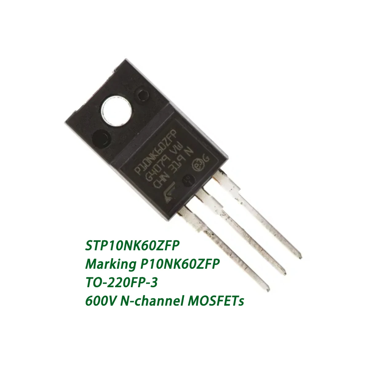 5PCS STP10NK60ZFP Marking P10NK60ZFP TO-220FP-3 600V 10A 750mΩ 35W 0.75 Ω N-channel NEW Original Field-Effect Transistor MOSFETs