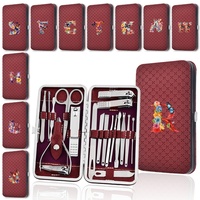 19 Pcs Versatile Nail Clippers Set Storage Box Travel Nail Clippers Set Nail Tools Kit Home Essentials Butterfly Letter Pattern