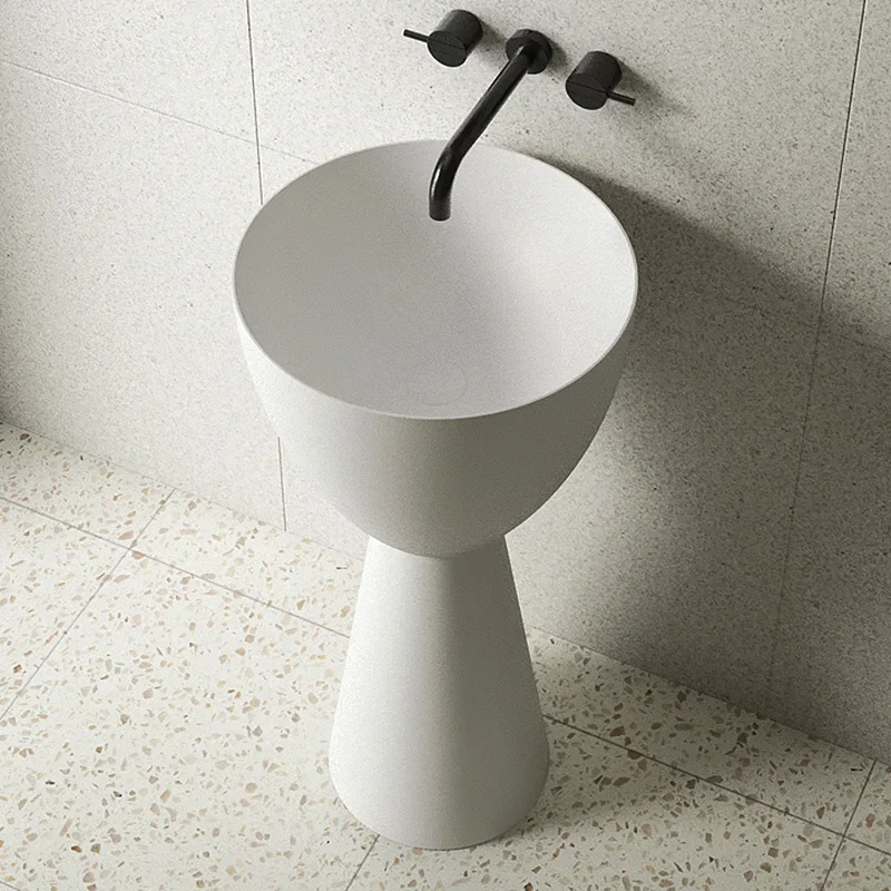 cylindrical artificial stone wash basin column basin floor-to-ceiling small apartment column basin
