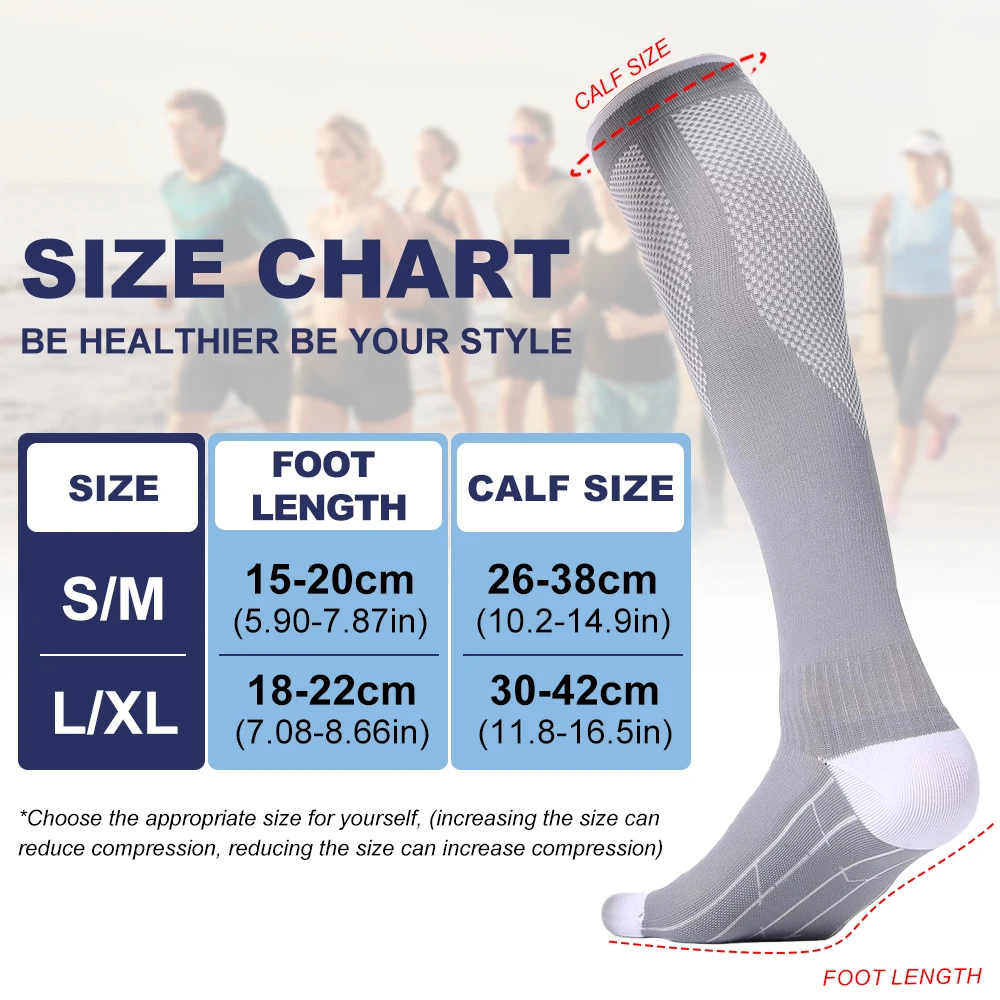 RGGMQQ 1Pair Compression Socks for Women and Men 20-30mmHg-Circulation Support Socks - Running, Nursing, Travel & Circulation