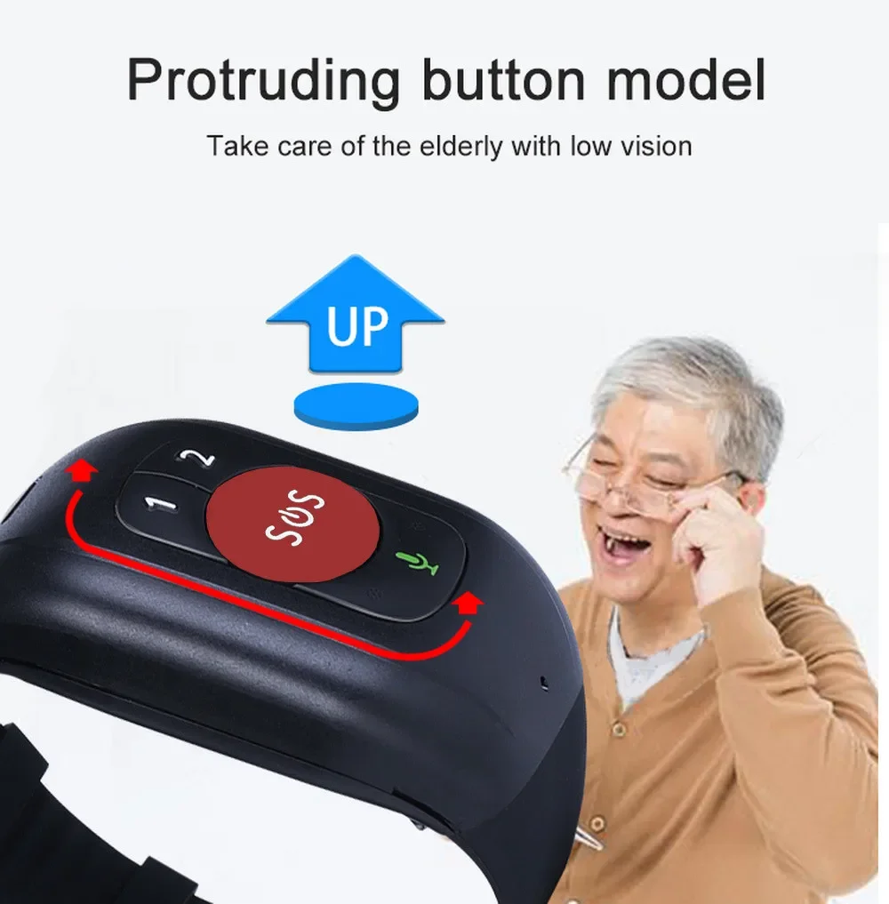 Elderly 4G LTE SOS Watch GPS Tracking Fall Alarm Smart Bracelet Elder Heart Rate Temperature Detection Pill Remind Smart Watch